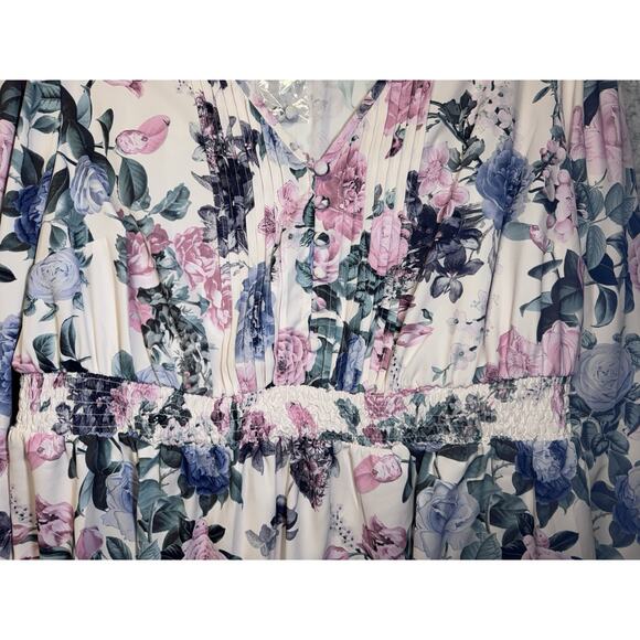 Torrid Top Womens Size 0 Wrap Babydoll Floral Print Flared Sleeve Tunic - Picture 5 of 5